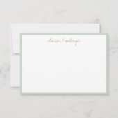 Minimalistische Mint Salie Rand Aangepaste Script Bedankkaart (Voorkant)