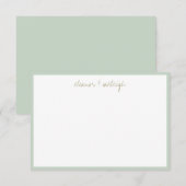 Minimalistische Mint Salie Rand Aangepaste Script Bedankkaart (Voorkant / Achterkant)
