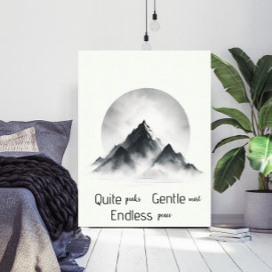 Minimalistische Mistige Berg Silhouet Muurkunst Poster
