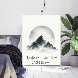 Minimalistische Mistige Berg Silhouet Muurkunst Poster