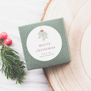 Minimalistische Mistletoe aangepaste kerst familie Ronde Sticker