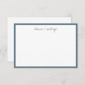 Minimalistische Misty Blue Rand Aangepaste Script Bedankkaart (Voorkant / Achterkant)