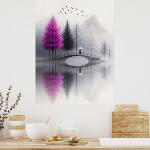 Minimalistische Misty Bridge Poster