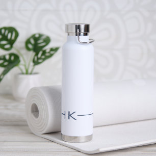 Minimalistische Modern Blue Monogrammed Initialen Waterfles