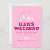 Minimalistische Modern Hot Pink Hens Weekend-route Kaart (Voorkant)