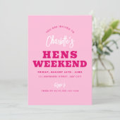Minimalistische Modern Hot Pink Hens Weekend-route Kaart (Staand voorkant)