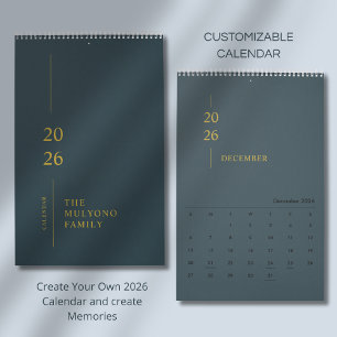 Minimalistische moderne 2026 wandkalender kalender