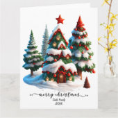 Minimalistische moderne aangepaste kerstkaart kaart (Gele Bloem)