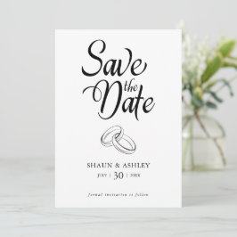 Minimalistische moderne aankondigingskaart voor he save the date