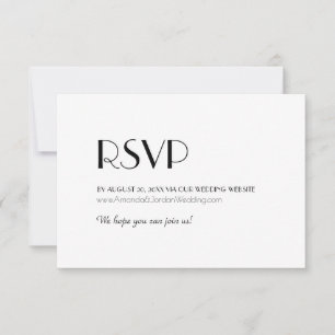 Minimalistische moderne Art Deco-huwelijkswebsite RSVP Kaartje
