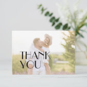 Minimalistische moderne art deco platte foto bruil bedankkaart (Staand voorkant)