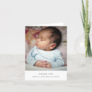 Minimalistische moderne Baby foto gevouwen blanco Bedankkaart