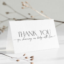 Minimalistische moderne baby shower beige bedankje