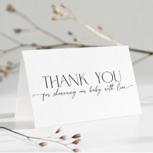 Minimalistische moderne baby shower beige bedankje bedankkaart