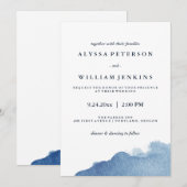 Minimalistische moderne blauwe Waterverf splash Kaart (Voorkant / Achterkant)