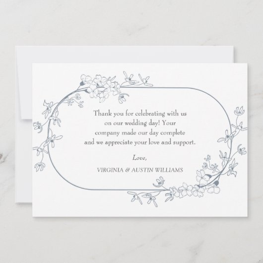 Minimalistische moderne bloemige trouwkaart voor d bedankkaart (Achterkant)