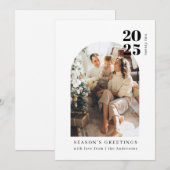 Minimalistische moderne boog familie foto kerst feestdagenkaart (Voorkant / Achterkant)