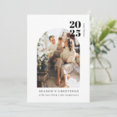 Minimalistische moderne boog familie foto kerst feestdagenkaart (Staand voorkant)