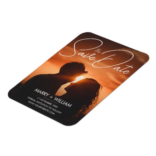 Minimalistische moderne bruiloft Bewaar de datum F Magneet (Linkerzijde)