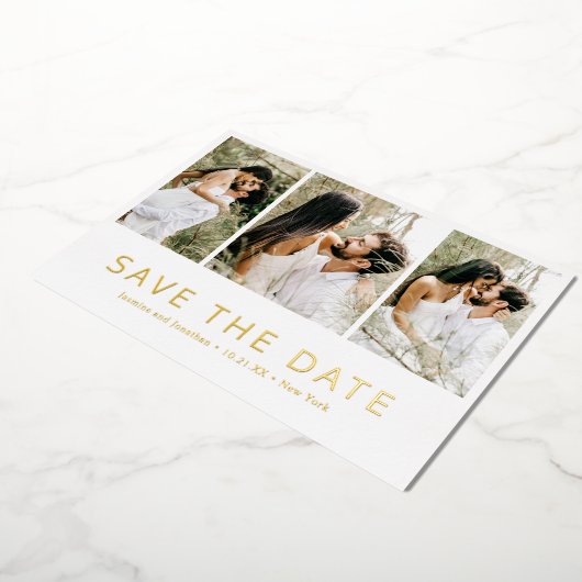 Minimalistische moderne bruiloft Bewaar de datum Folie Uitnodiging (Gedraaid)