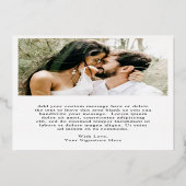 Minimalistische moderne bruiloft Bewaar de datum Folie Uitnodiging (Achterkant)