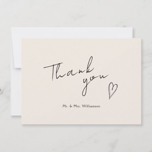 Minimalistische moderne bruiloft flat dank u kaart (Voorkant)