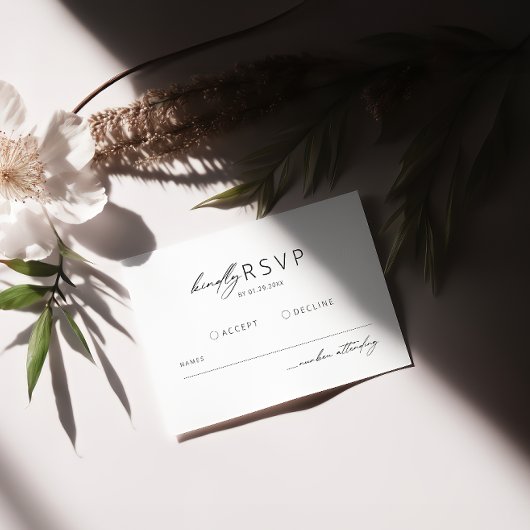 Minimalistische moderne bruiloft RSVP Informatiekaartje