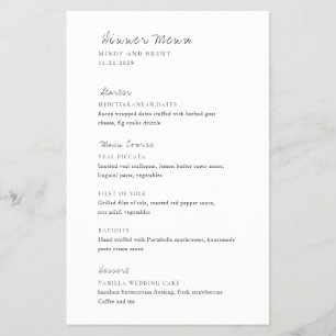 Minimalistische moderne budget bruiloftsmenu flyer