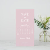 Minimalistische Moderne Champagnetroze Kalender Save The Date (Staand voorkant)