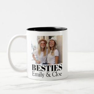 Minimalistische Moderne Chic Beste Vrienden BFF Fo Tweekleurige Koffiemok