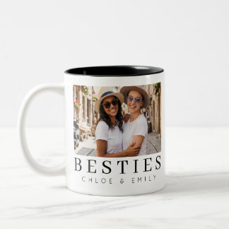 Minimalistische moderne chic beste vriendinnen BFF Tweekleurige Koffiemok