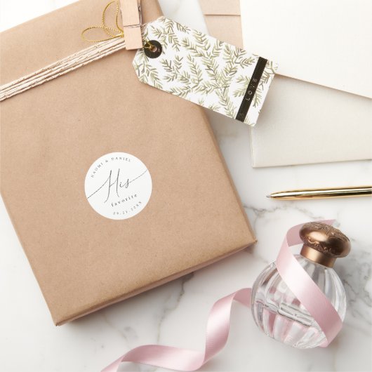 Minimalistische moderne chique script bruiloft zij ronde sticker (Geschenken)