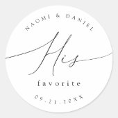 Minimalistische moderne chique script bruiloft zij ronde sticker (Voorkant)