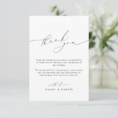 Minimalistische moderne chique script elegante bru bedankkaart (Staand voorkant)