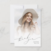 Minimalistische moderne chique script foto Afstude Bedankkaart (Voorkant)