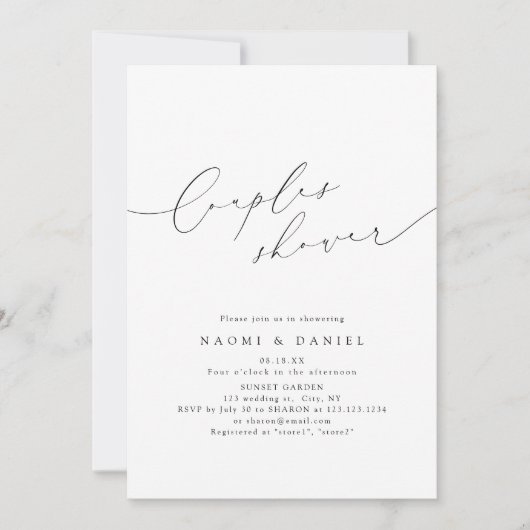 Minimalistische moderne chique script koppels douc kaart (Voorkant)