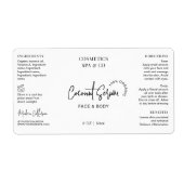 Minimalistische moderne cosmetische fles 2 oz prod etiket (Voorkant)