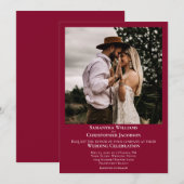 Minimalistische moderne cranberry rode foto bruilo kaart (Voorkant / Achterkant)