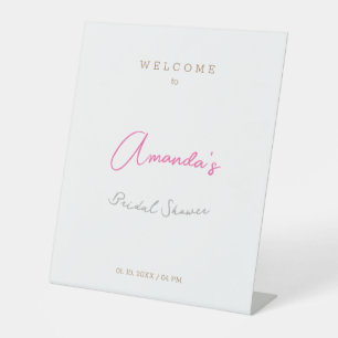 Minimalistische moderne cute bruidsfeest reclamebord met voetstuk