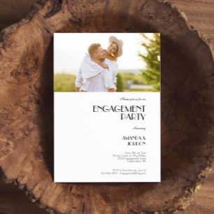 Minimalistische moderne Deco Engagement Party Top  Kaart