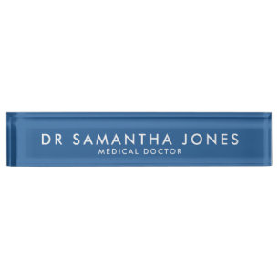 Minimalistische moderne Doctor Blue Desk Naambordje