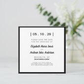 Minimalistische Moderne Eenvoudige Bold Zwart Wit Save The Date (Staand voorkant)