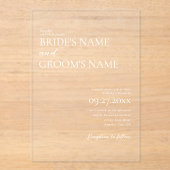 Minimalistische moderne eenvoudige bruiloft duidel acryl uitnodigingen (Voorkant)