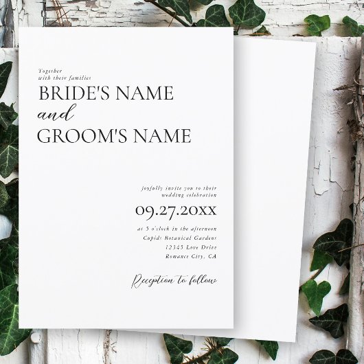 Minimalistische moderne eenvoudige bruiloft kaart