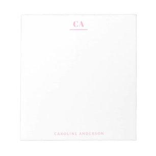 Minimalistische Moderne Eenvoudige Roze Monogram P Notitieblok