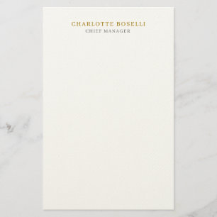 Minimalistische moderne effen professionele gouden briefpapier