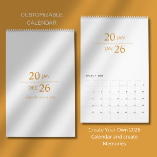 Minimalistische Moderne Elegante 2026 Agenda Kalender