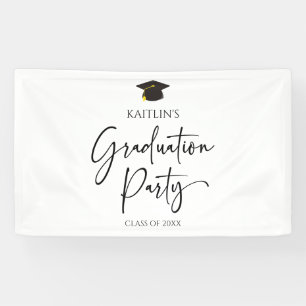 Minimalistische moderne elegante afstudeerfeest spandoek