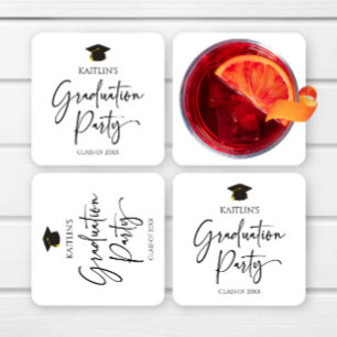 Minimalistische Moderne Elegante Afstudeerfeest Vierkante Kartonnen Onderzetter
