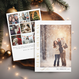 Minimalistische moderne elegante foto kerstfamilie feestdagenkaart